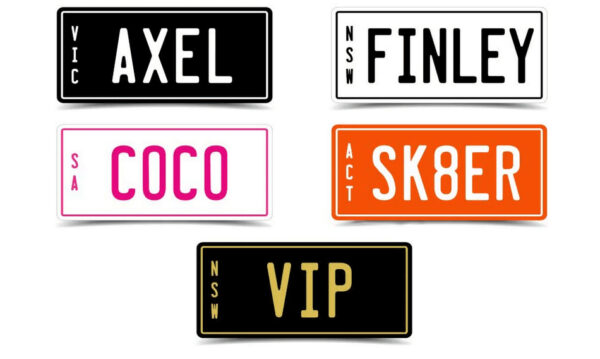 PERSONALISED NUMBER PLATES FOR RIDE ON CAR (FRONT & BACK) ATTN: PLEASE NOTE THESE ARE STICKERS LIKE THE EXISTING ONES (NOT METAL)